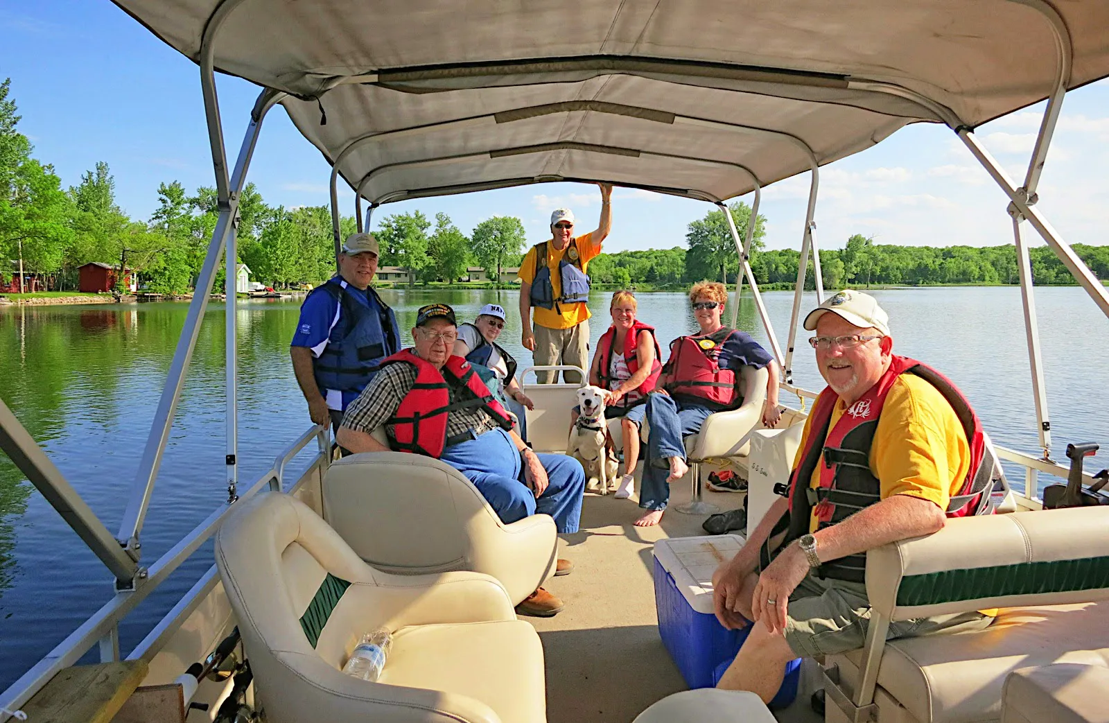 A group fishes at the YMCA Veteran's Fishing Tournament.