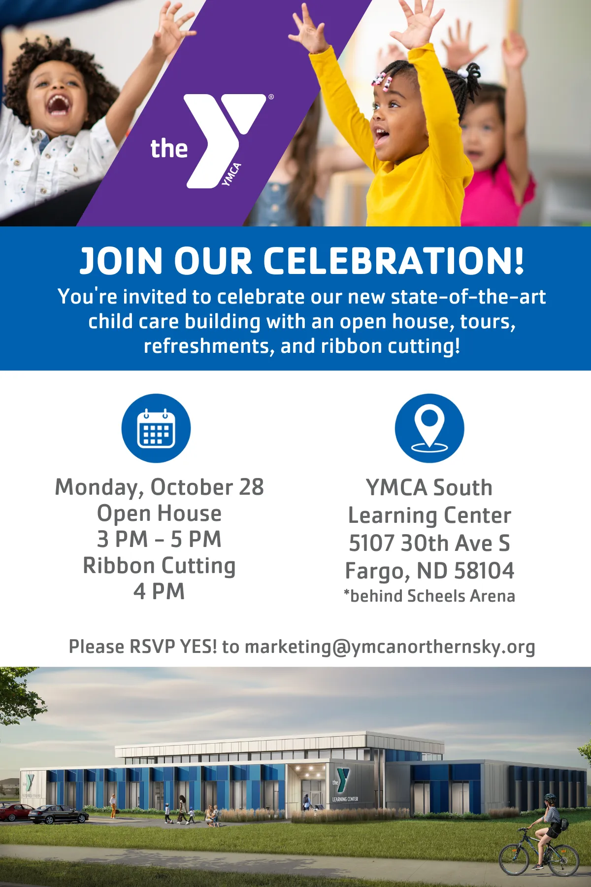 image of new ymca learning center open house invite